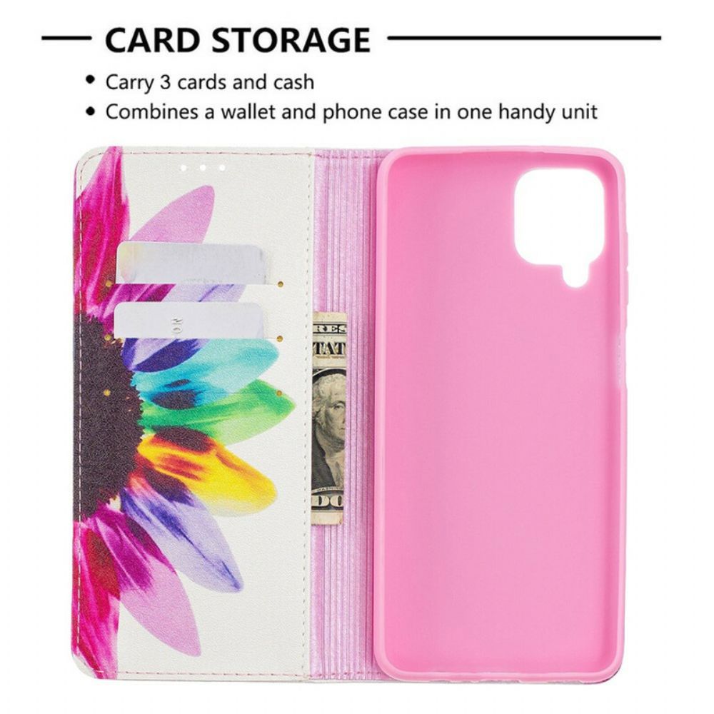 Bescherming Hoesje voor Samsung Galaxy A12 / M12 Folio-hoesje Aquarel Bloem