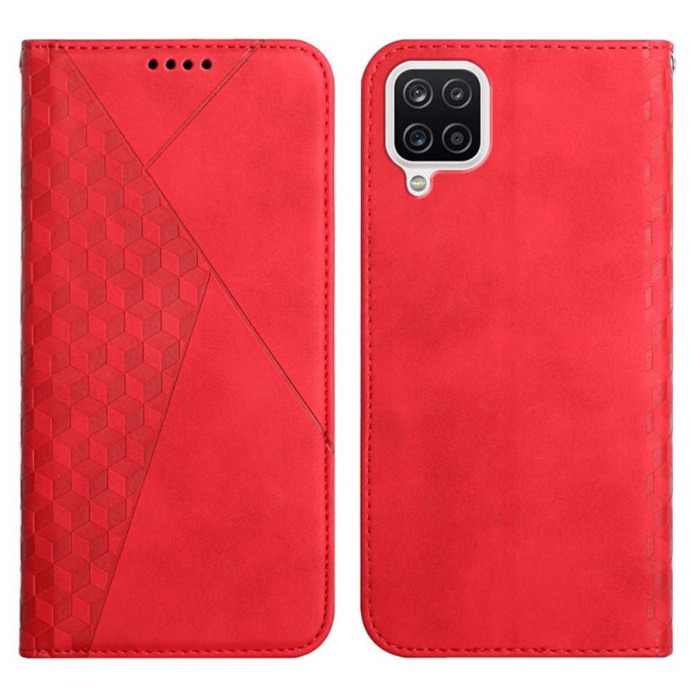 Bescherming Hoesje voor Samsung Galaxy A12 / M12 Folio-hoesje Geo Leereffect