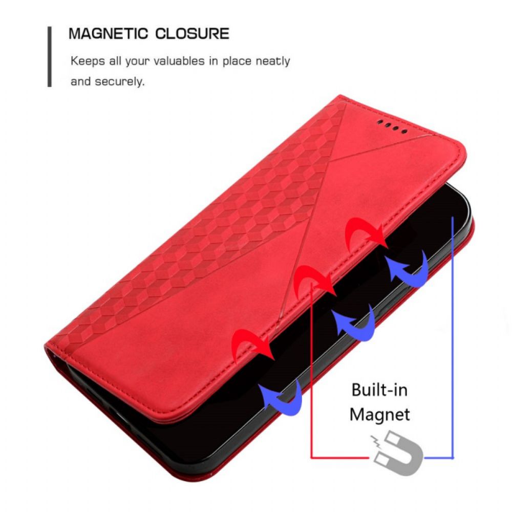 Bescherming Hoesje voor Samsung Galaxy A12 / M12 Folio-hoesje Geo Leereffect