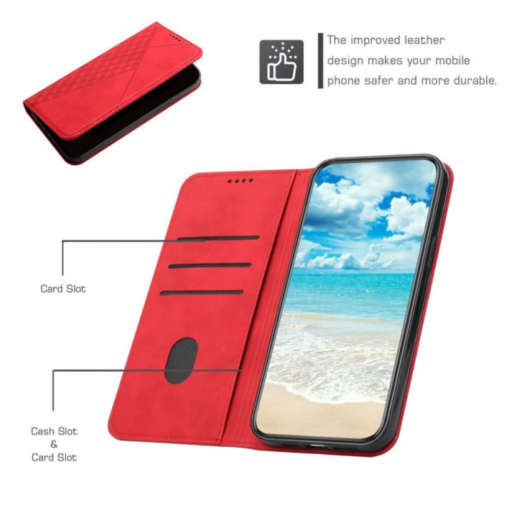 Bescherming Hoesje voor Samsung Galaxy A12 / M12 Folio-hoesje Geo Leereffect
