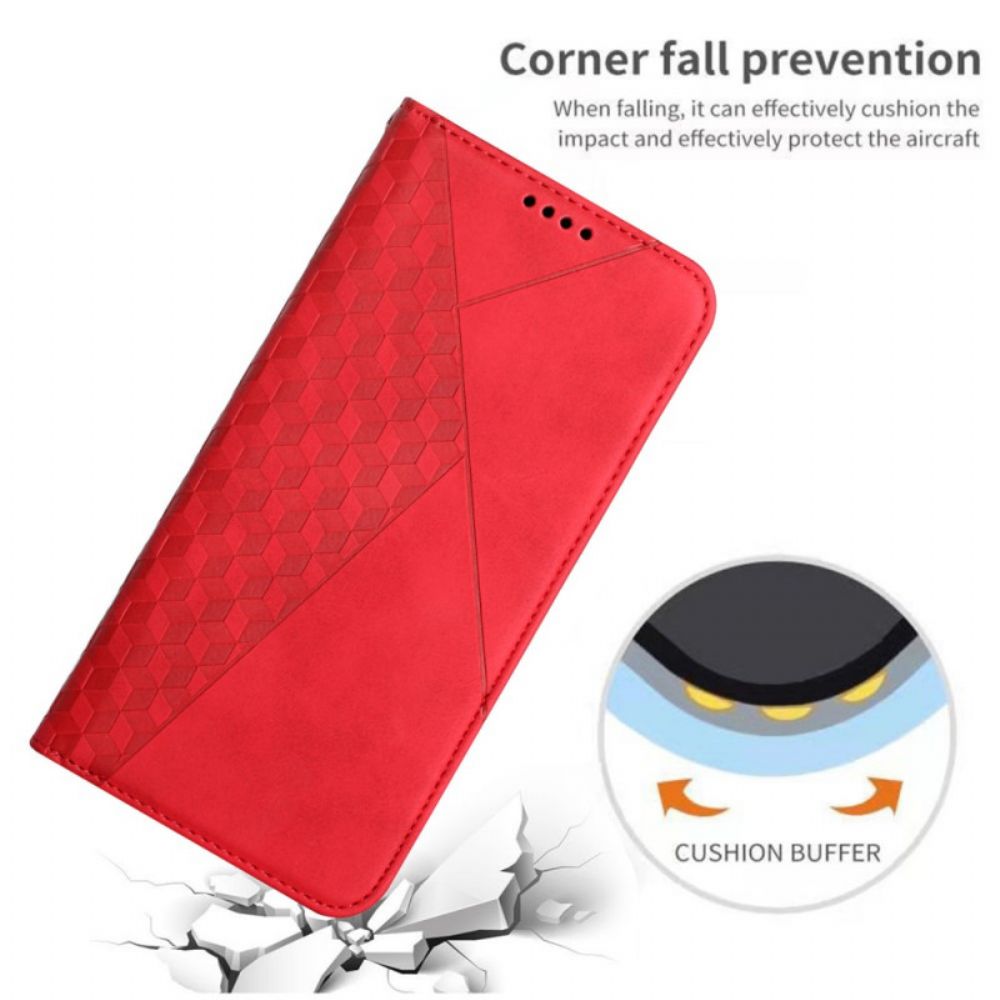 Bescherming Hoesje voor Samsung Galaxy A12 / M12 Folio-hoesje Geo Leereffect
