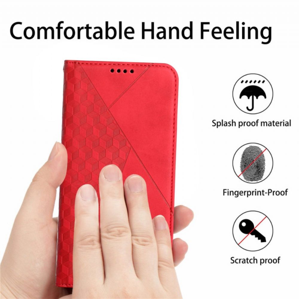 Bescherming Hoesje voor Samsung Galaxy A12 / M12 Folio-hoesje Geo Leereffect