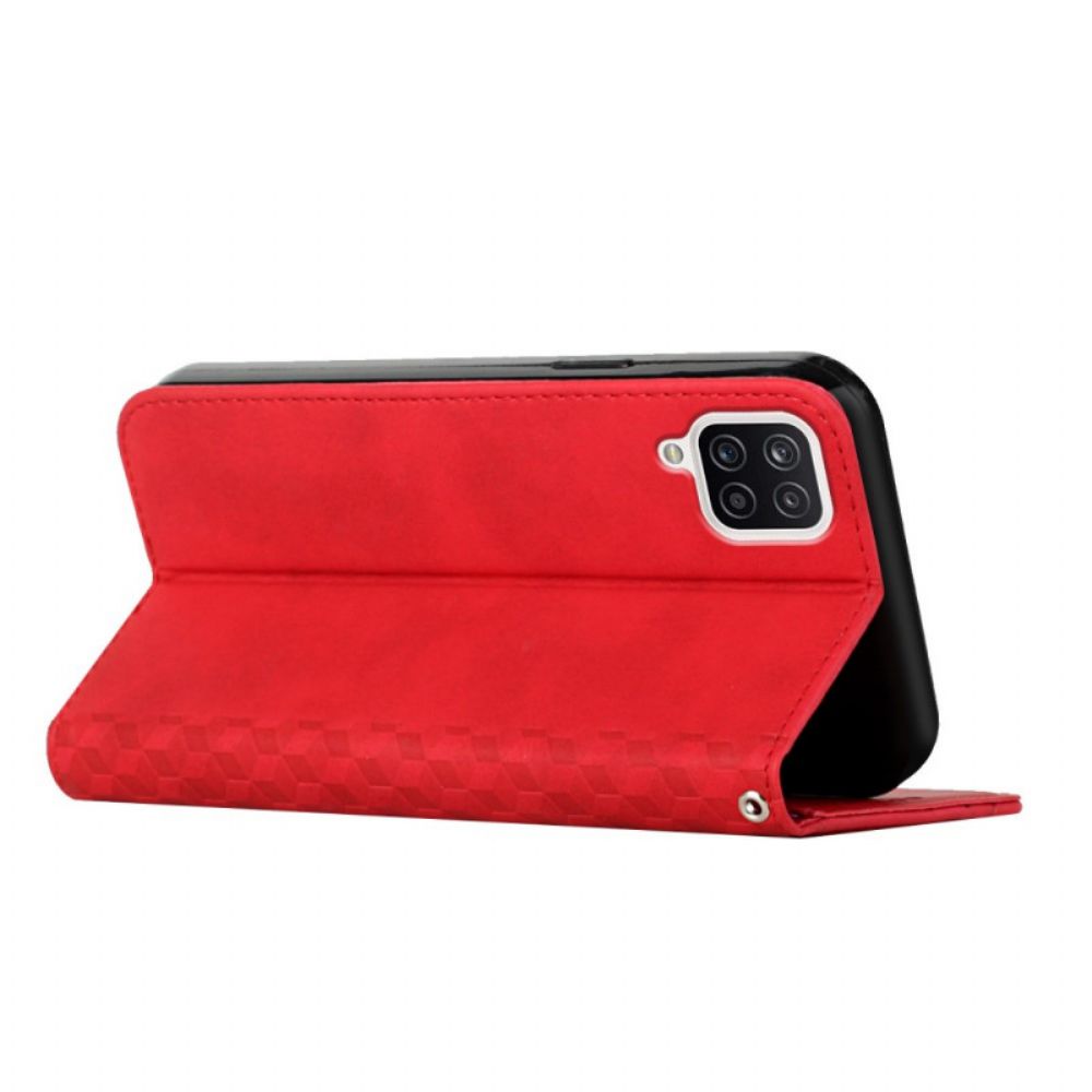 Bescherming Hoesje voor Samsung Galaxy A12 / M12 Folio-hoesje Geo Leereffect