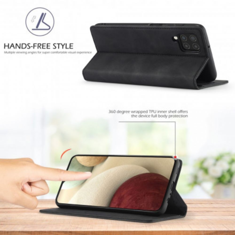 Bescherming Hoesje voor Samsung Galaxy A12 / M12 Folio-hoesje Lc.imeeke Leereffect
