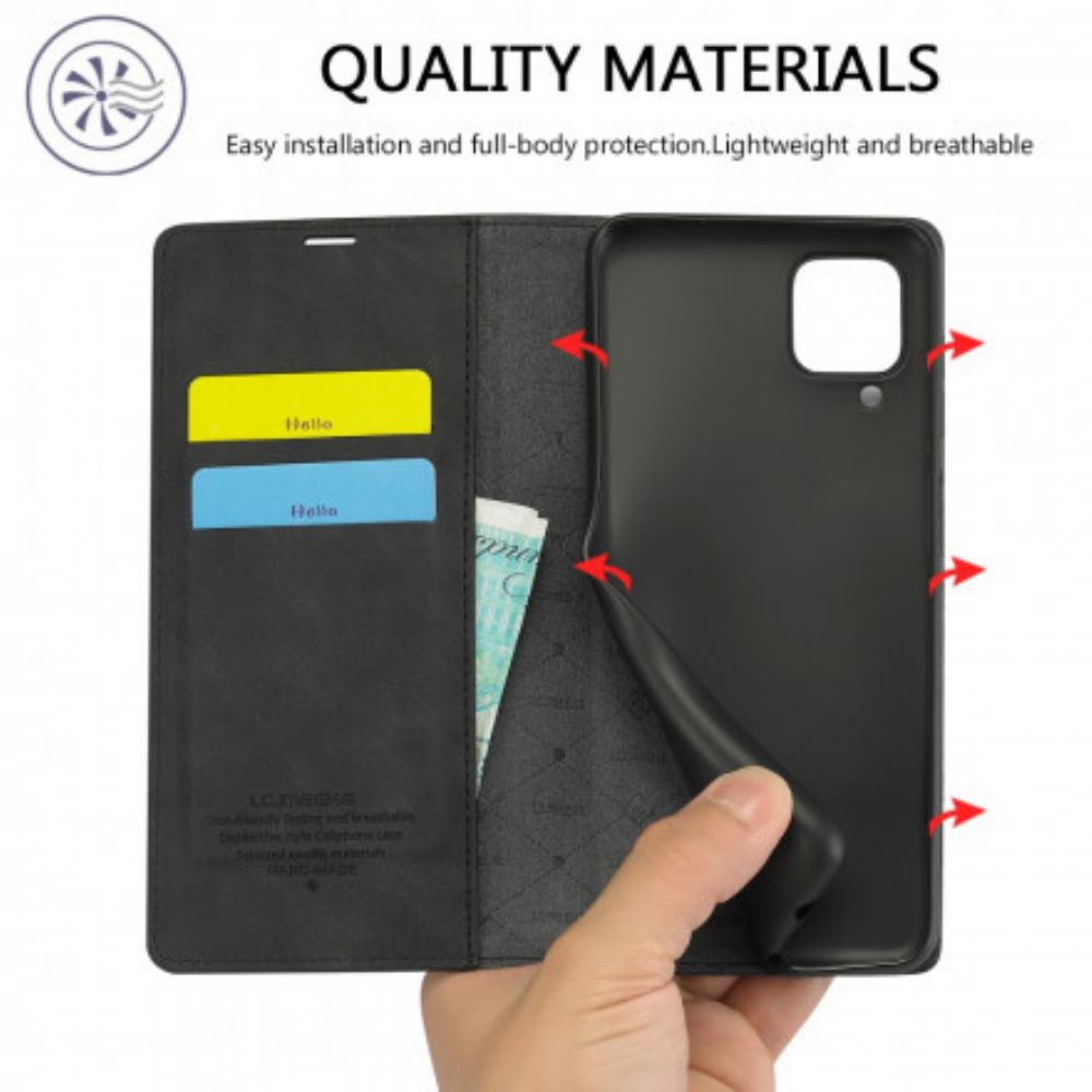 Bescherming Hoesje voor Samsung Galaxy A12 / M12 Folio-hoesje Lc.imeeke Leereffect
