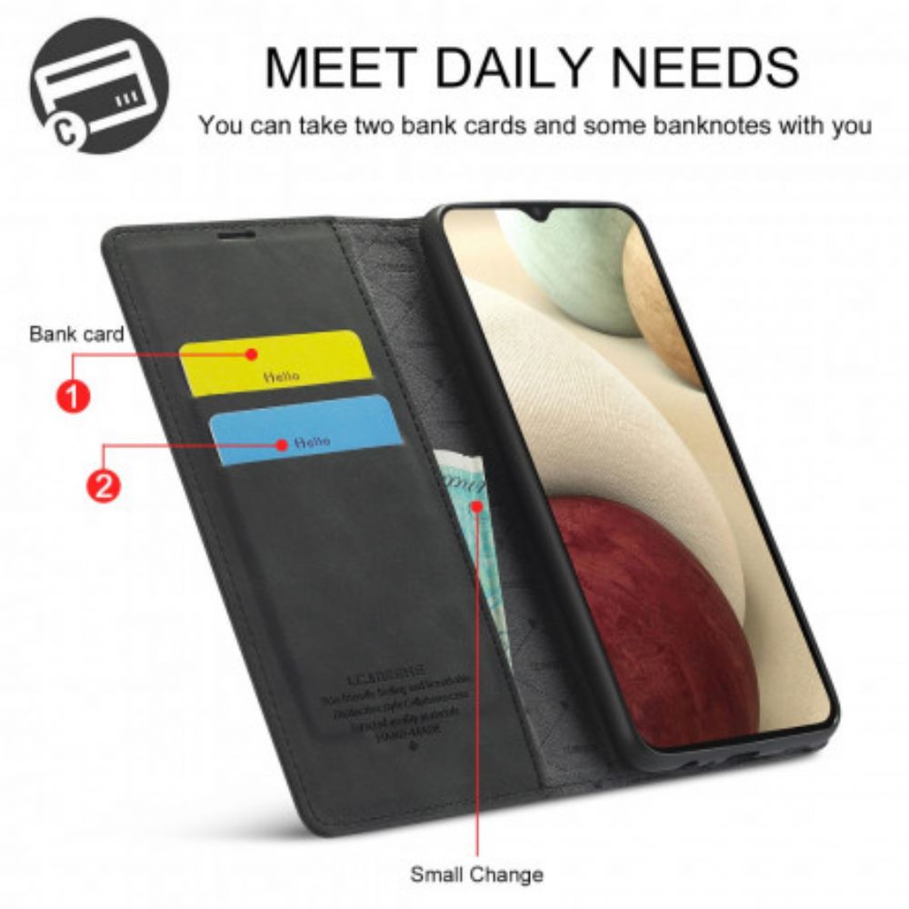 Bescherming Hoesje voor Samsung Galaxy A12 / M12 Folio-hoesje Lc.imeeke Leereffect