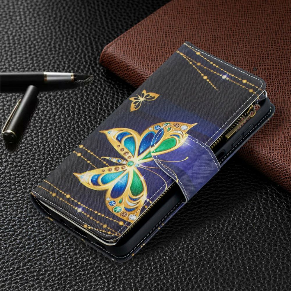 Flip Case voor Samsung Galaxy A12 / M12 Vlinderszak Met Rits