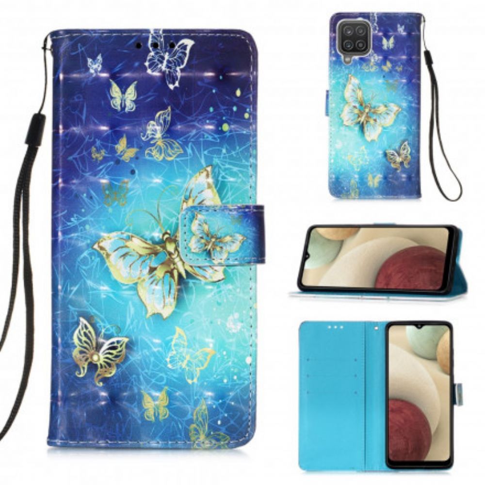 Folio-hoesje voor Samsung Galaxy A12 / M12 Gouden Vlinders