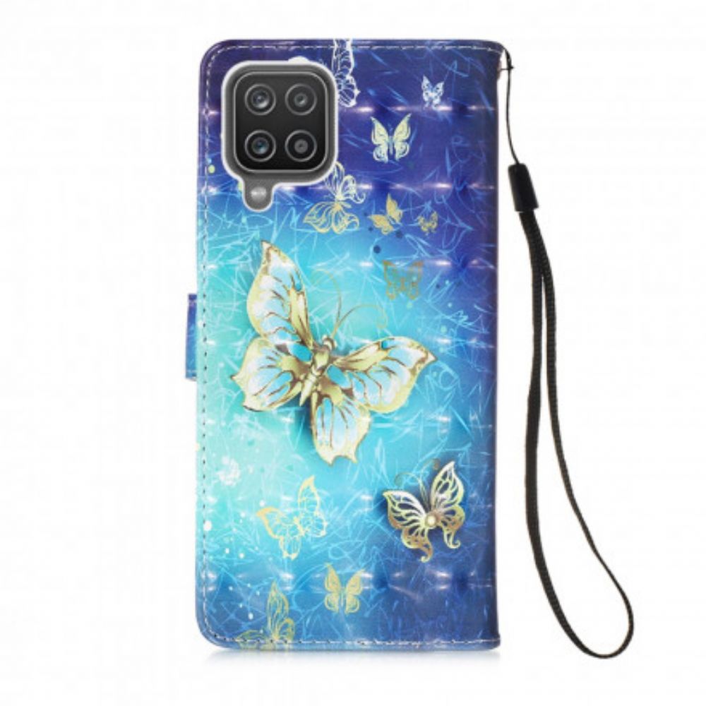 Folio-hoesje voor Samsung Galaxy A12 / M12 Gouden Vlinders