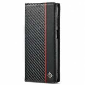 Folio-hoesje voor Samsung Galaxy A12 / M12 Koolstofvezel Lc.imeeke
