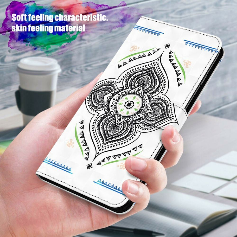 Folio-hoesje voor Samsung Galaxy A12 / M12 Mandala Lichtspots Met Lanyard