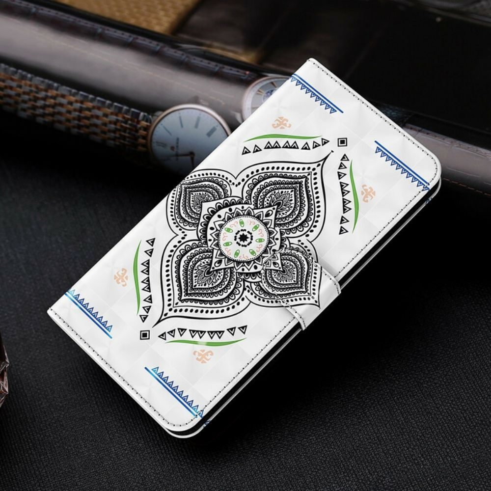 Folio-hoesje voor Samsung Galaxy A12 / M12 Mandala Lichtspots Met Lanyard