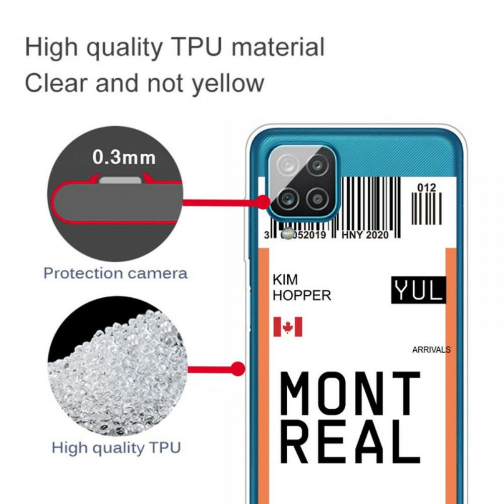 Hoesje voor Samsung Galaxy A12 / M12 Instapkaart Naar Montreal