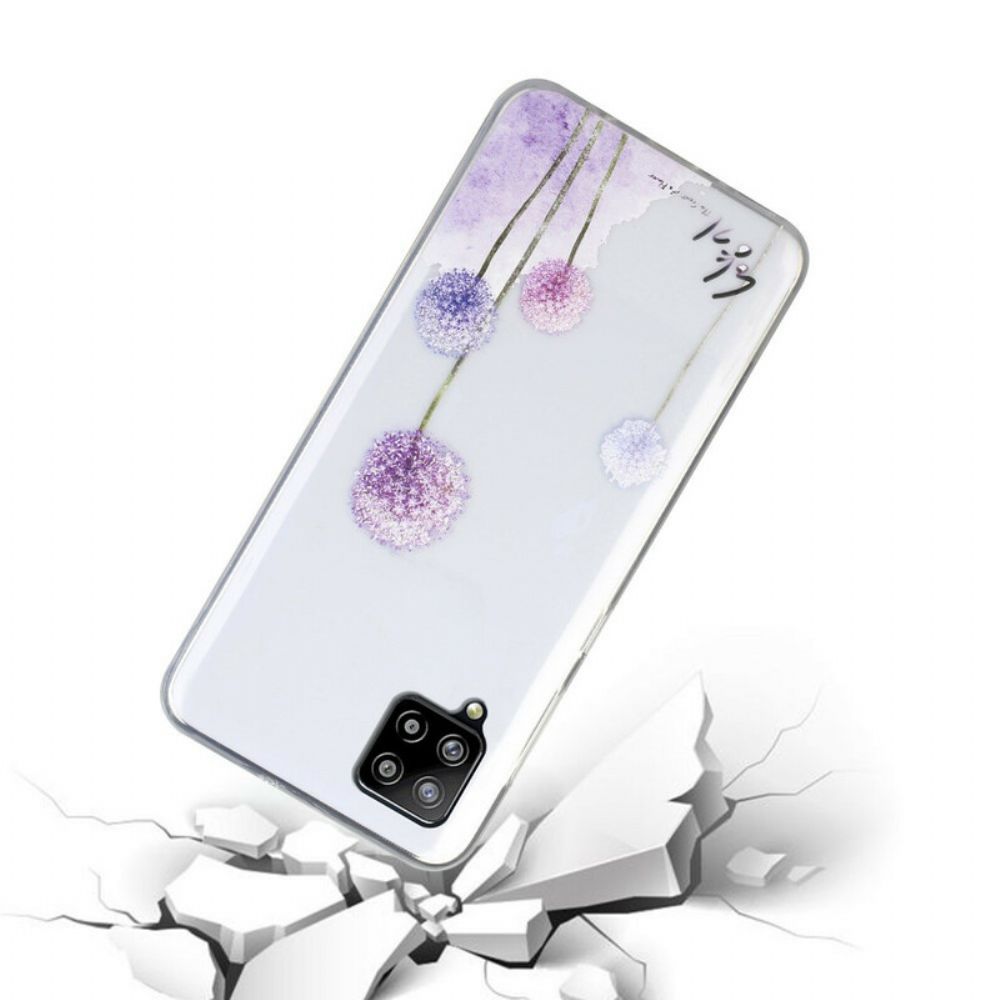 Hoesje voor Samsung Galaxy A12 / M12 Transparante Kleurrijke Paardebloemen