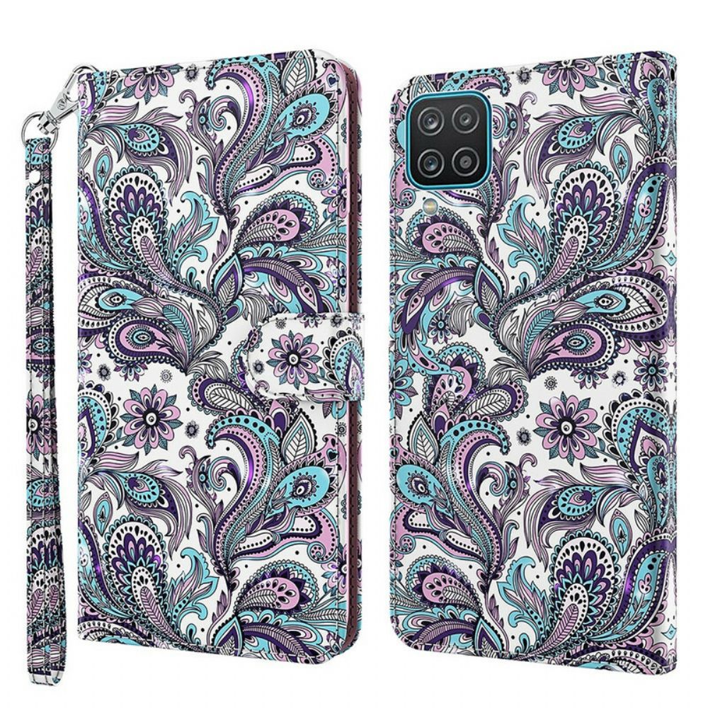 Leren Hoesje voor Samsung Galaxy A12 / M12 Bloemenpatronen