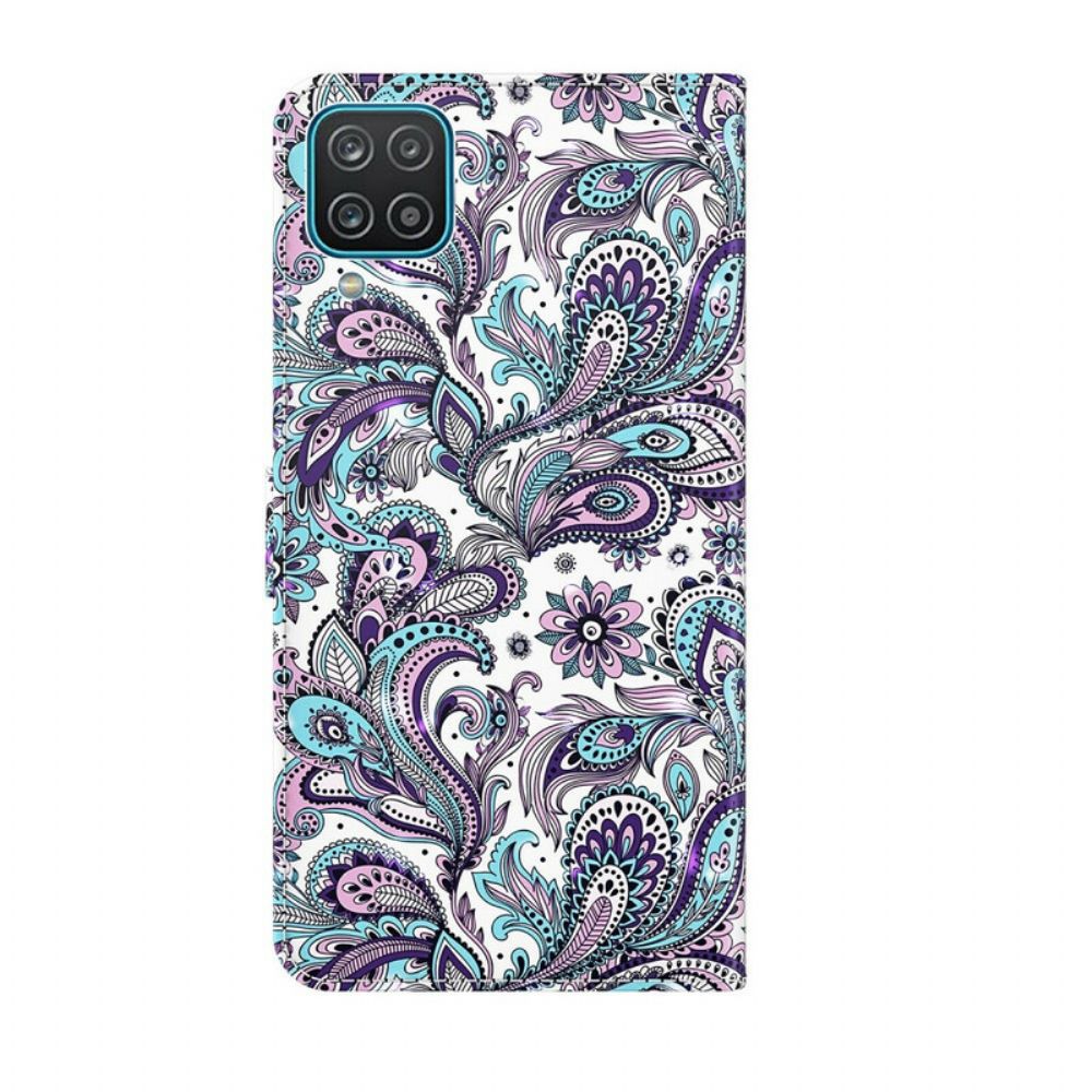 Leren Hoesje voor Samsung Galaxy A12 / M12 Bloemenpatronen