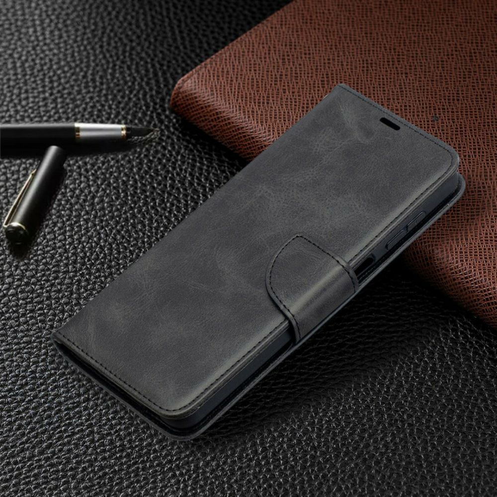 Leren Hoesje voor Samsung Galaxy A12 / M12 Folio-hoesje Gladde Schuine Klep
