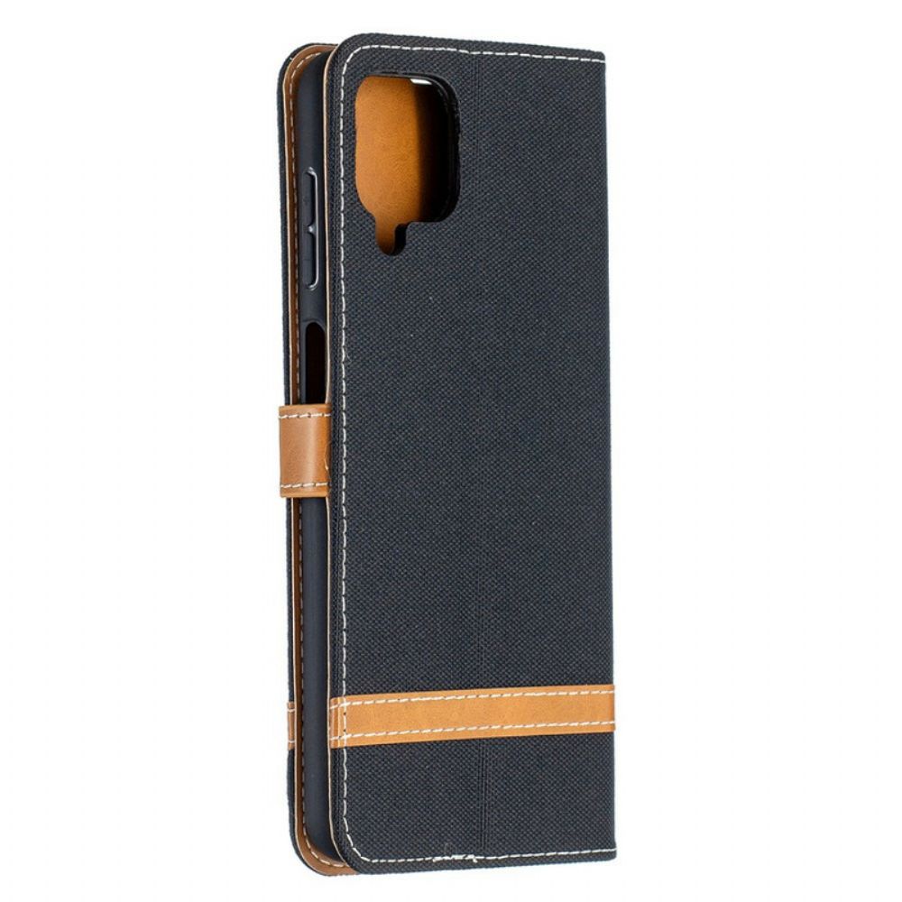 Leren Hoesje voor Samsung Galaxy A12 / M12 Met Ketting Band Met Stof En Leereffect