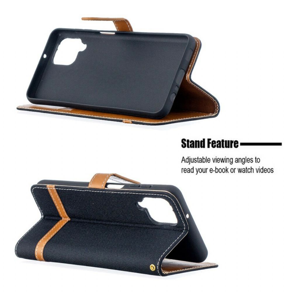 Leren Hoesje voor Samsung Galaxy A12 / M12 Met Ketting Band Met Stof En Leereffect