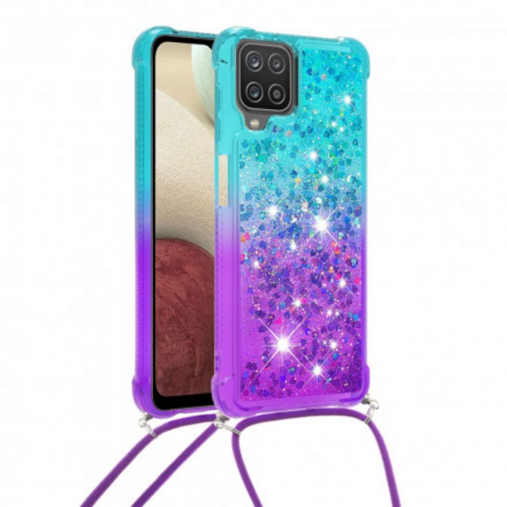 Telefoonhoesje voor Samsung Galaxy A12 / M12 Siliconen Glitter En Koord