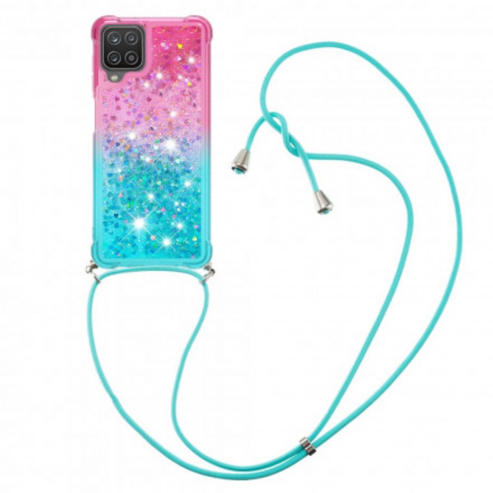 Telefoonhoesje voor Samsung Galaxy A12 / M12 Siliconen Glitter En Koord
