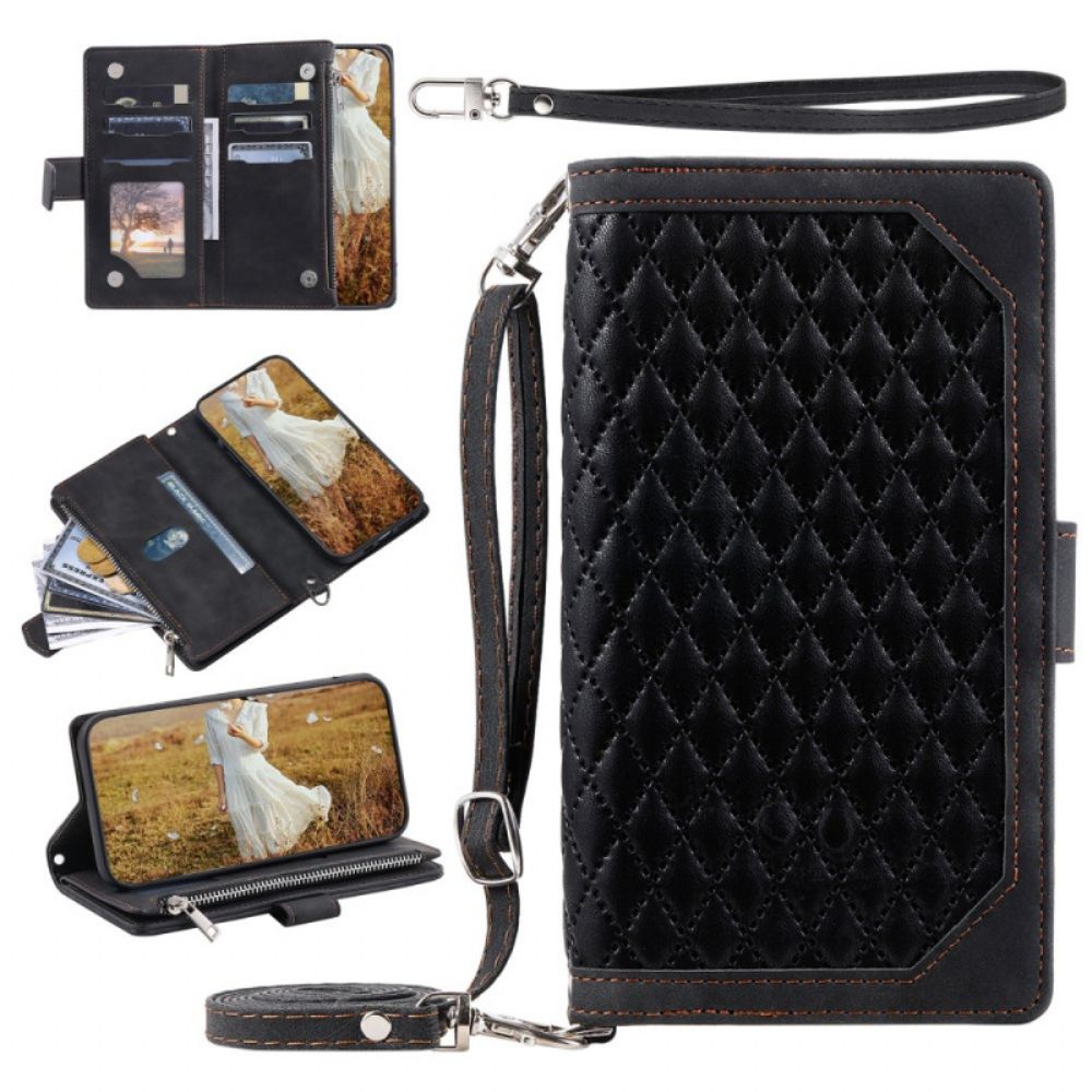 Folio-hoesje Samsung Galaxy A55 5g Telefoonhoesje Gewatteerd Met Riem En Schouderriem