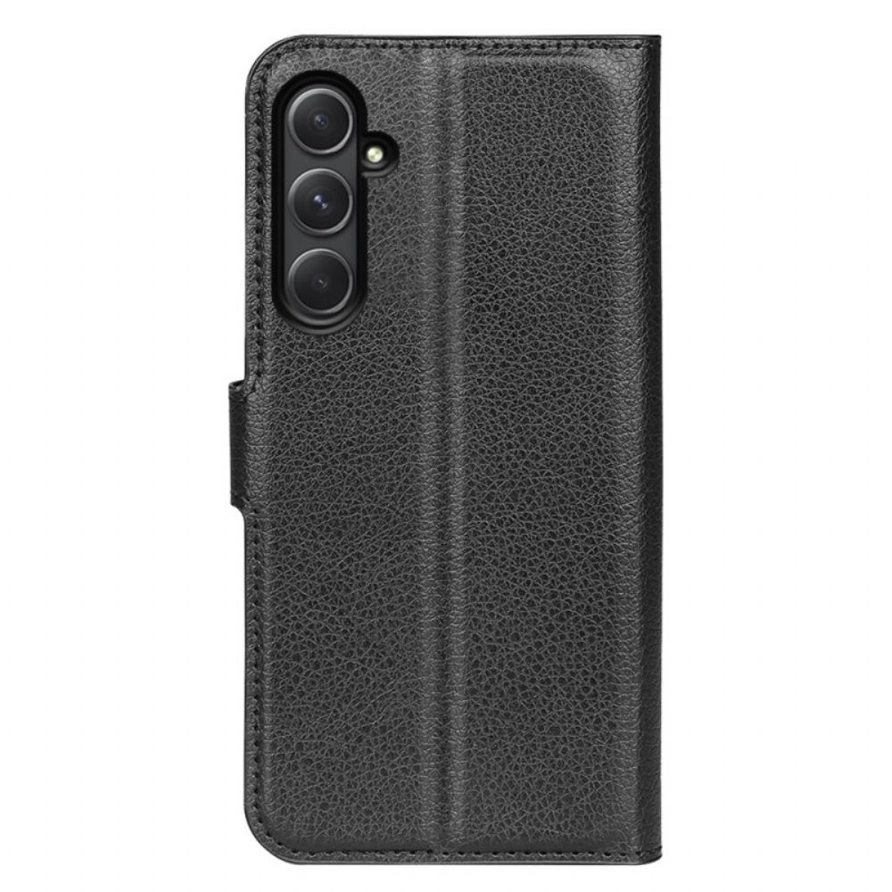 Folio-hoesje Samsung Galaxy A55 5g Telefoonhoesje Klassiek Litchi Kunstleer