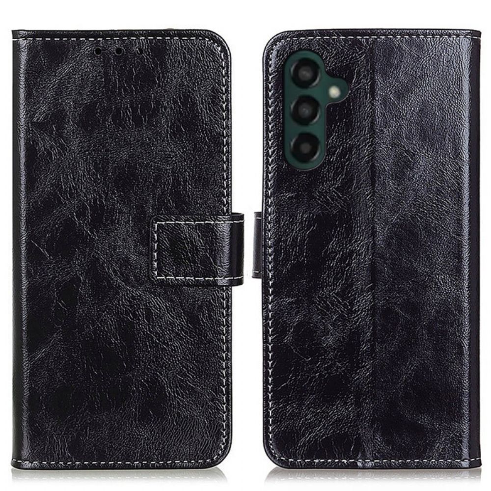 Leren Hoesje Samsung Galaxy A55 5g Glanzend Leereffect Bescherming Hoesje