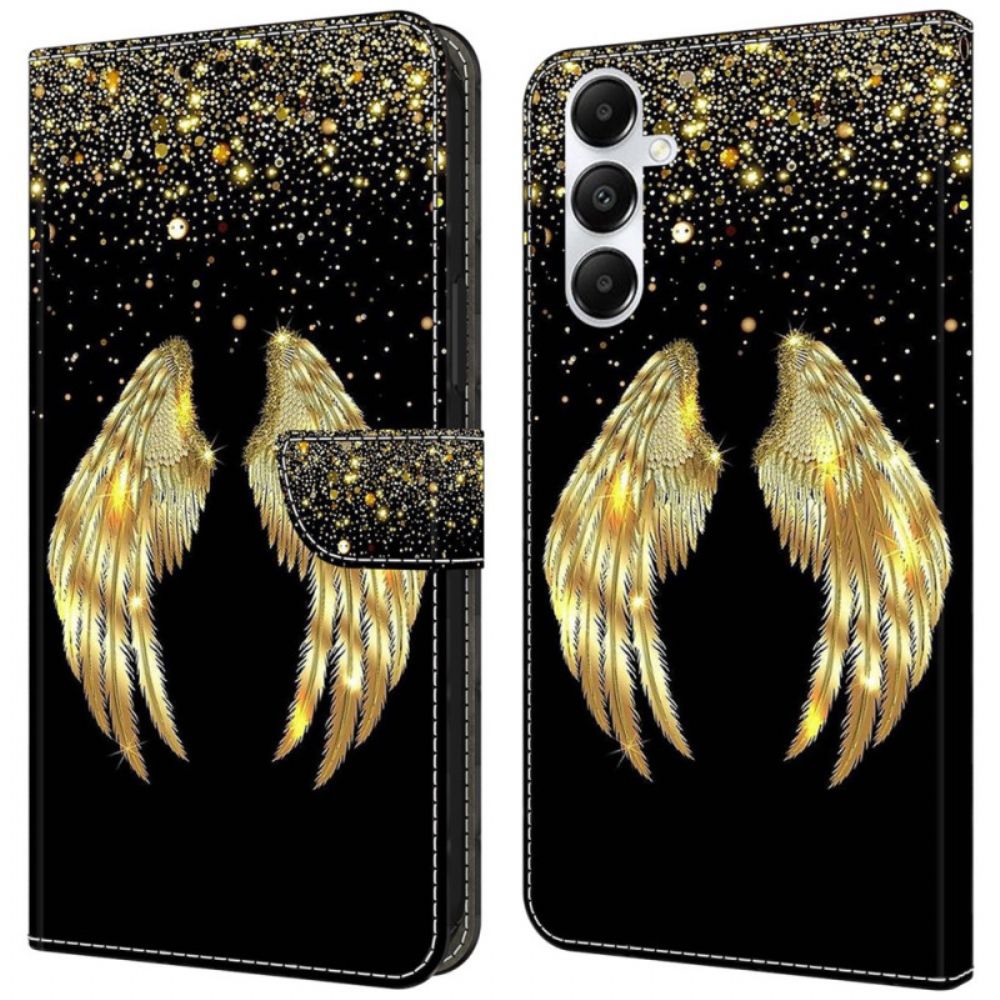 Leren Hoesje Samsung Galaxy A55 5g Gouden Vleugels Bescherming Hoesje