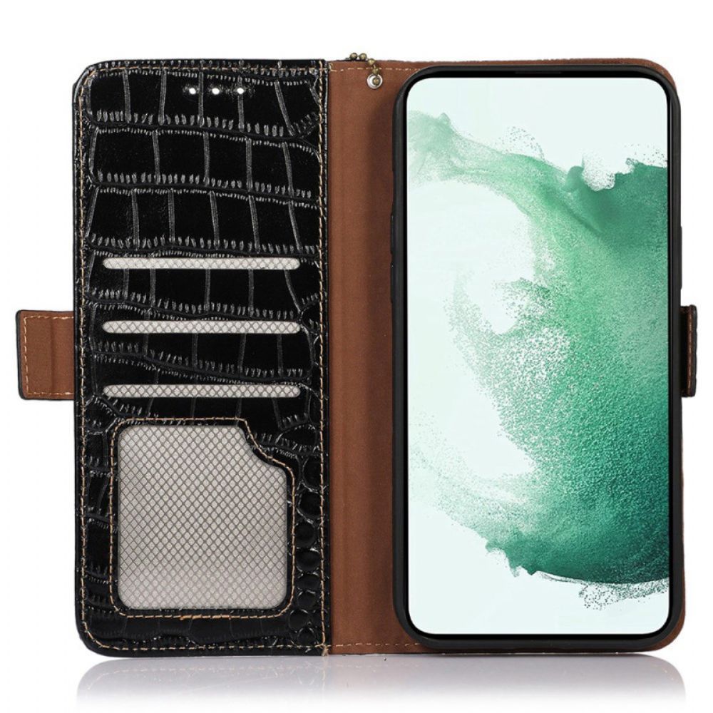 Leren Hoesje Samsung Galaxy A55 5g Krokodilstijl Met Rfid-blokkering