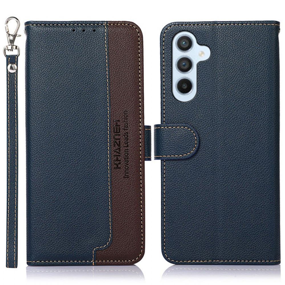 Leren Hoesje Samsung Galaxy A55 5g Tweekleurige Rfid-blokkering Khazneh Bescherming Hoesje