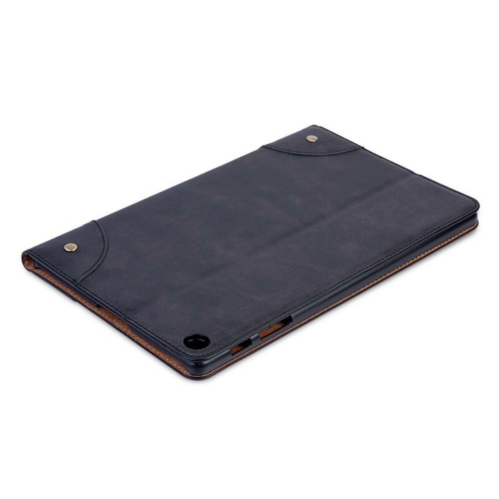 Cover voor Samsung Galaxy Tab A 10.1 (2019) Kunstleer Vintage Klinknagels