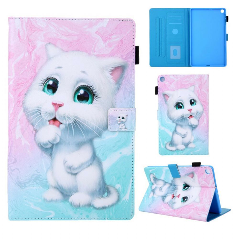 Leren Hoesje voor Samsung Galaxy Tab A 10.1 (2019) Marmeren Katje