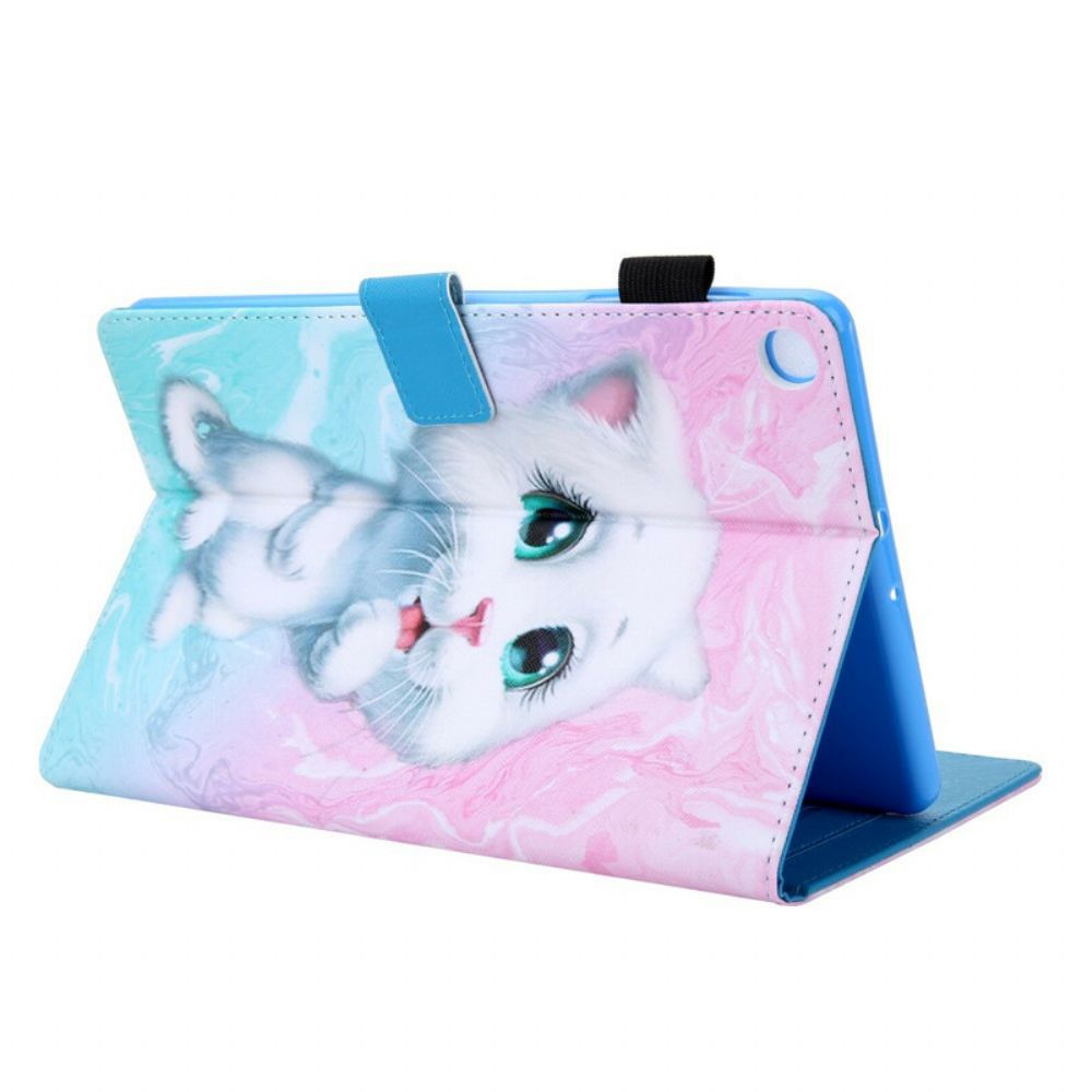Leren Hoesje voor Samsung Galaxy Tab A 10.1 (2019) Marmeren Katje