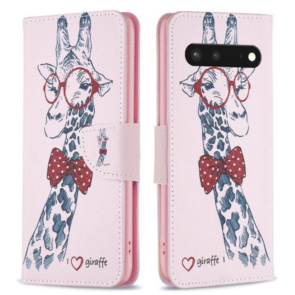 Folio-hoesje voor Google Pixel 7 Nerdy Giraf