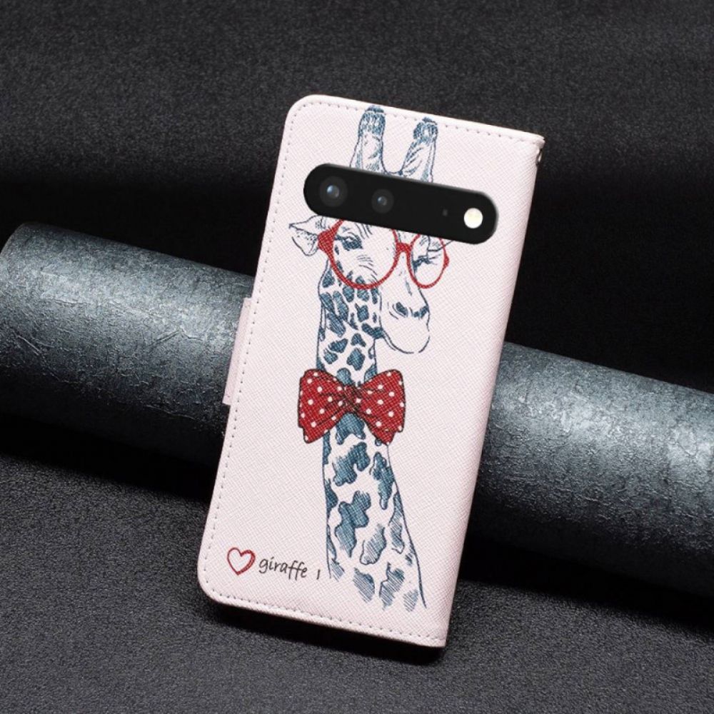 Folio-hoesje voor Google Pixel 7 Nerdy Giraf