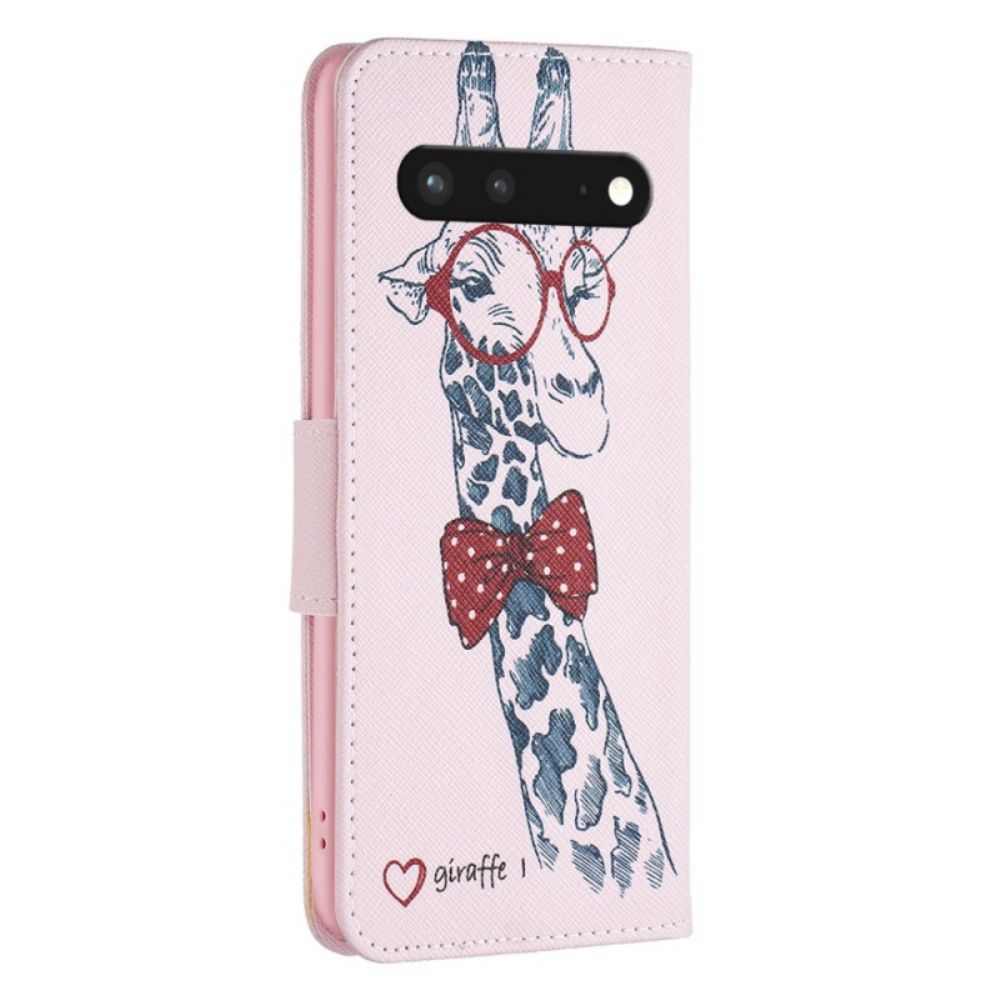Folio-hoesje voor Google Pixel 7 Nerdy Giraf