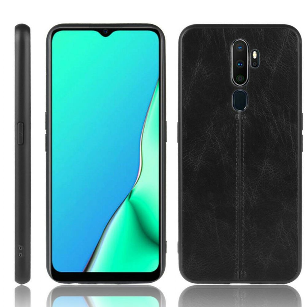 Hoesje voor Oppo A9 2020 / A5 2020 Stiksels Met Leereffect