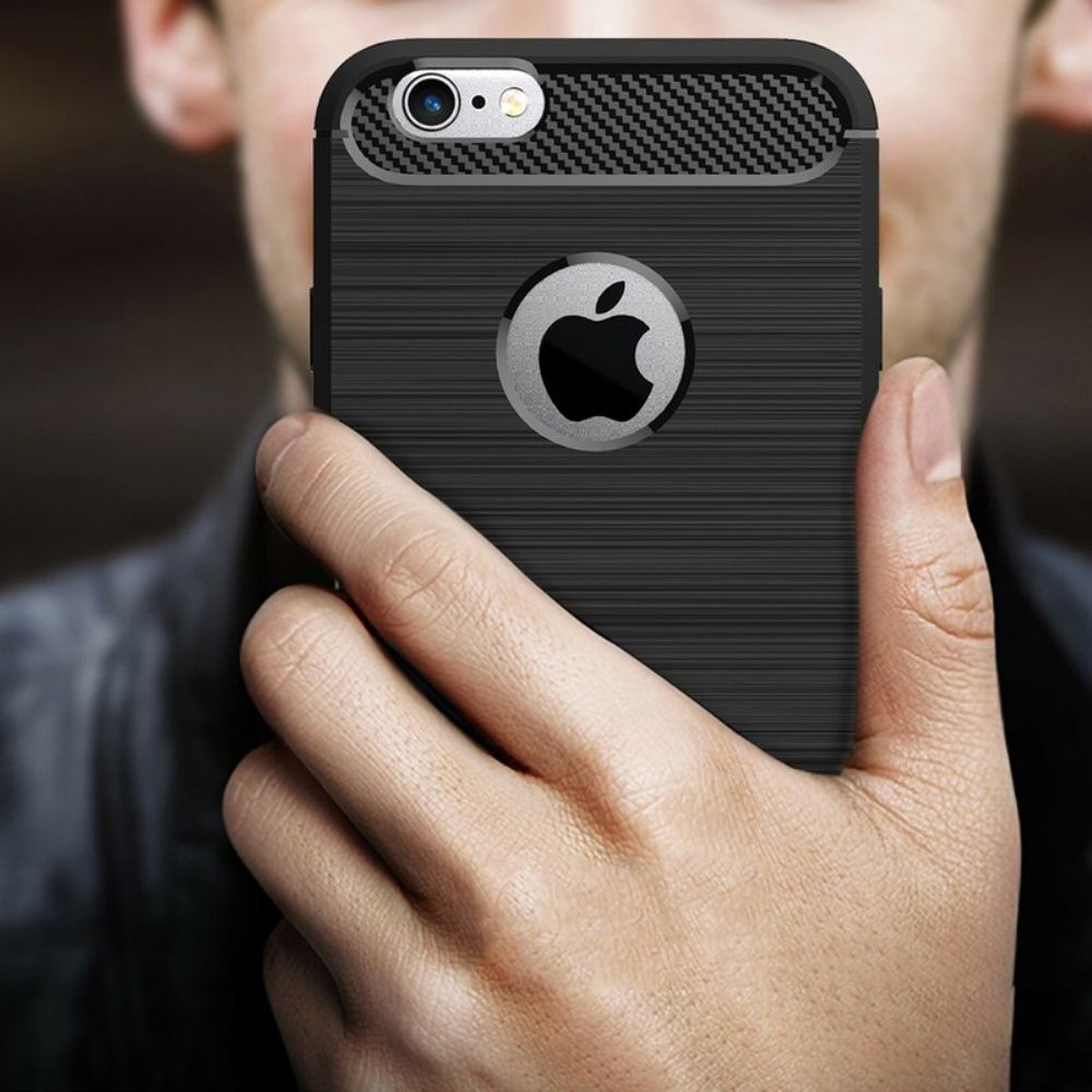Telefoonhoesje voor iPhone 6 Plus / 6S Plus Geborstelde Koolstofvezel