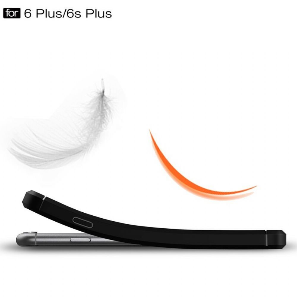 Telefoonhoesje voor iPhone 6 Plus / 6S Plus Geborstelde Koolstofvezel
