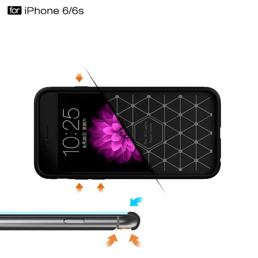 Telefoonhoesje voor iPhone 6 Plus / 6S Plus Geborstelde Koolstofvezel
