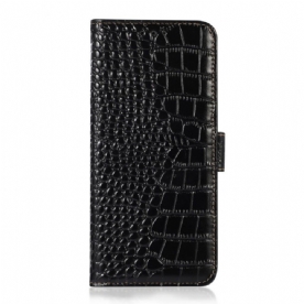 Leren Hoesje voor Samsung Galaxy M33 5G Rfid Krokodil Stijl