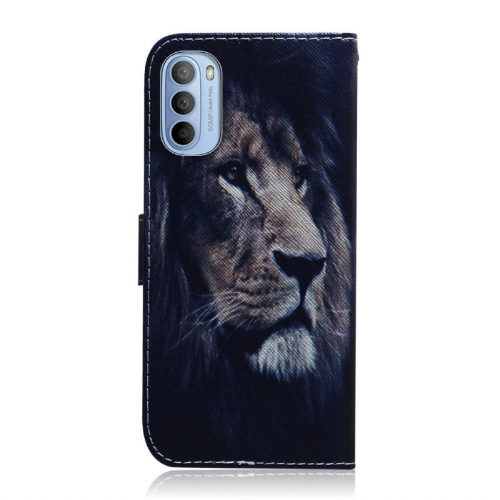 Folio-hoesje voor Moto G31 / Moto G41 Droomende Leeuw