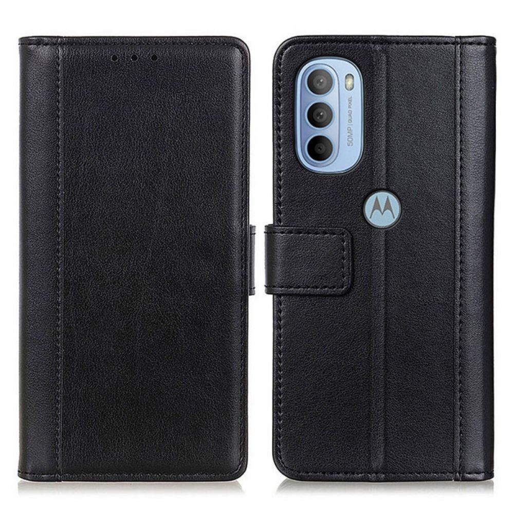 Folio-hoesje voor Moto G31 / Moto G41 Gesplitste Lederen Versie