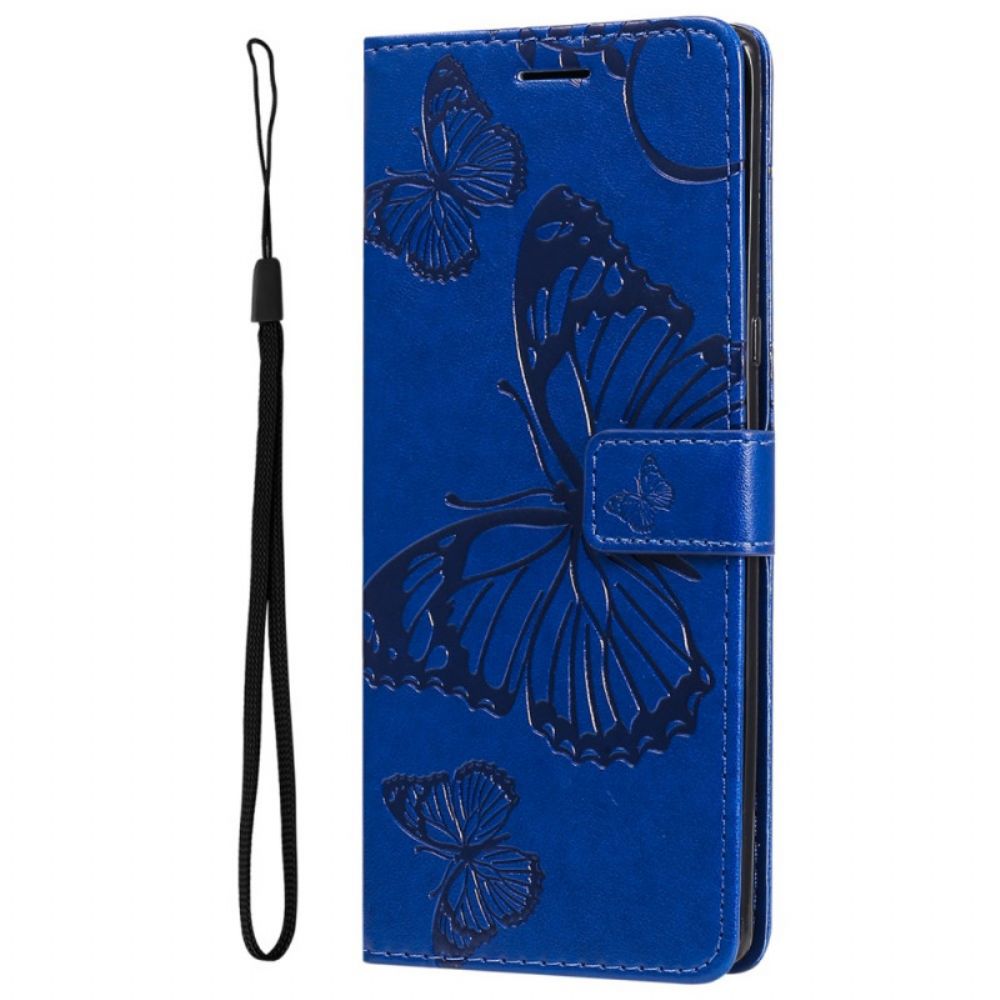 Folio-hoesje voor Moto G31 / Moto G41 Met Ketting Reusachtige Vlinders Met Bandjes