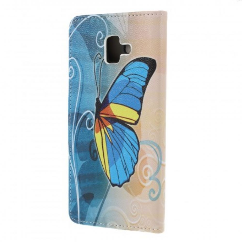 Flip Case voor Samsung Galaxy J6 Plus Vlinders En Bloemen