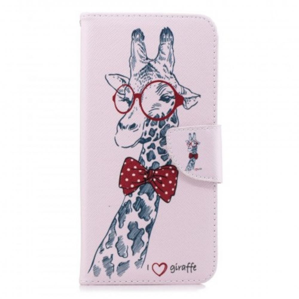 Folio-hoesje voor Samsung Galaxy J6 Plus Nerdy Giraf