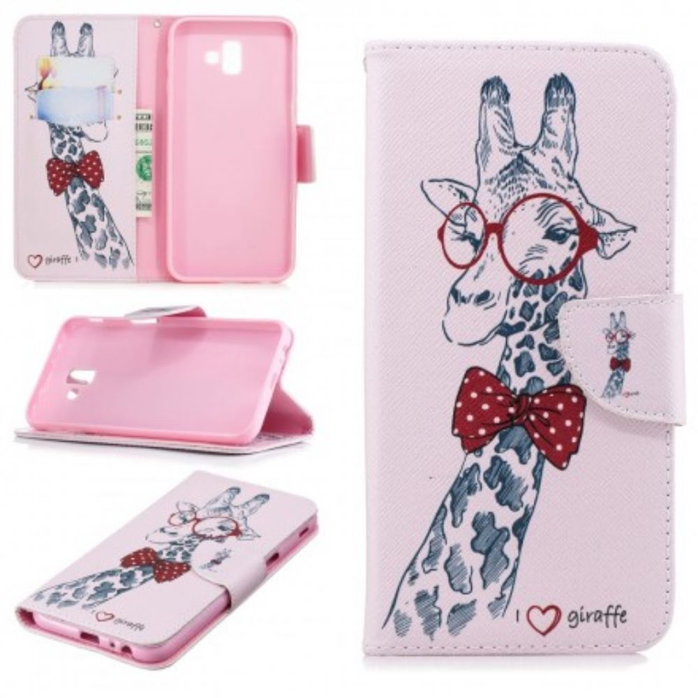Folio-hoesje voor Samsung Galaxy J6 Plus Nerdy Giraf