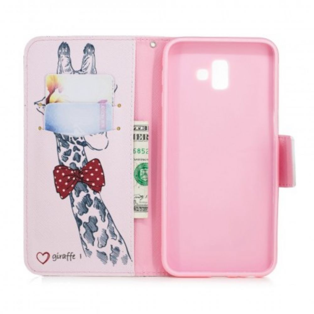 Folio-hoesje voor Samsung Galaxy J6 Plus Nerdy Giraf