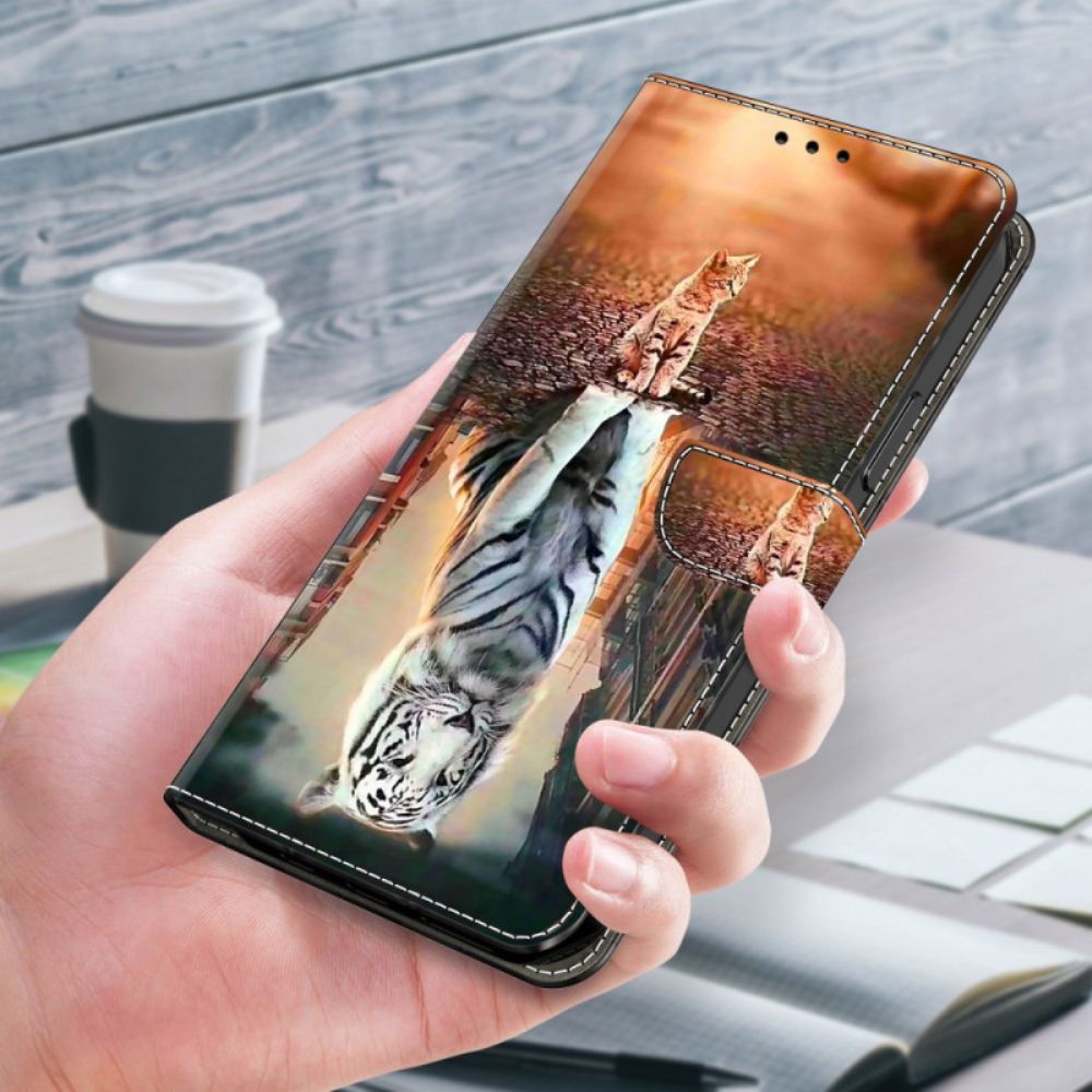 Flip Case Leren Xiaomi Redmi Note 13 5g Met 3d Kitten Dream-patroon